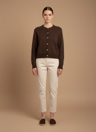 Cardigan girocollo 100% lana vergine