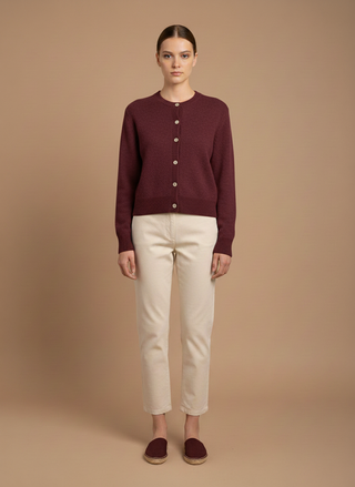 Cardigan girocollo 100% lana vergine