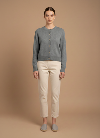 Cardigan girocollo 100% lana vergine