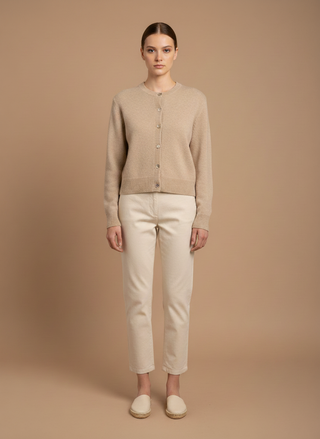 Cardigan girocollo 100% lana vergine