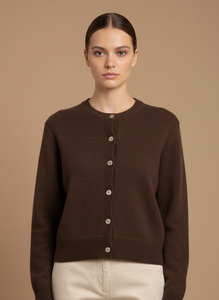 Cardigan girocollo 100% lana vergine