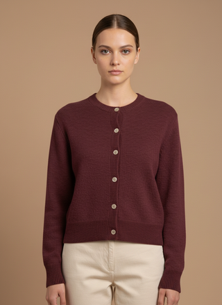 Cardigan girocollo 100% lana vergine