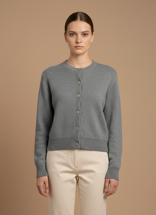 Cardigan girocollo 100% lana vergine