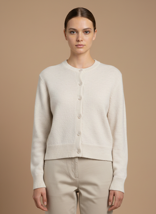 Cardigan girocollo 100% lana vergine