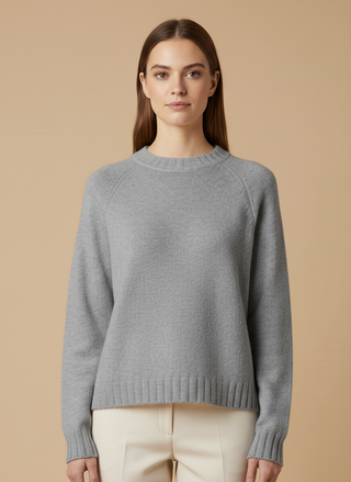 Maglia girocollo spacchi 100% lana vergine