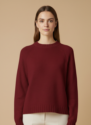 Maglia girocollo spacchi 100% lana vergine
