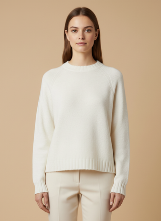 Maglia girocollo spacchi 100% lana vergine