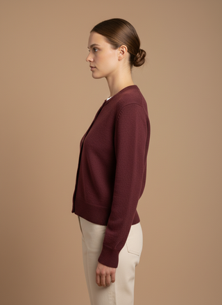 Cardigan girocollo 100% lana vergine