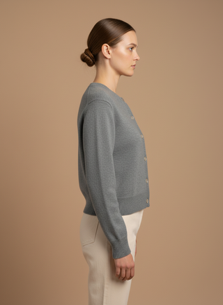 Cardigan girocollo 100% lana vergine