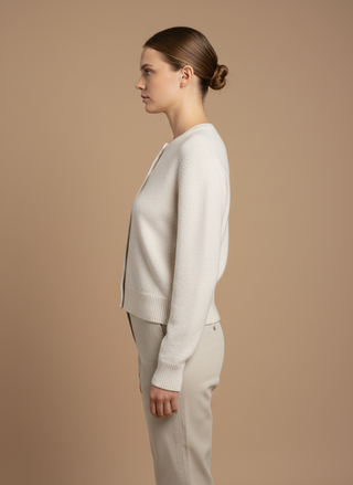 Cardigan girocollo 100% lana vergine