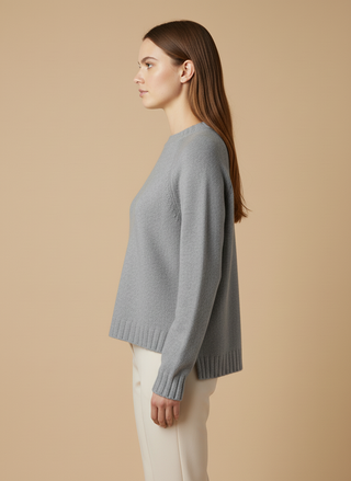 Maglia girocollo spacchi 100% lana vergine