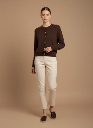 Cardigan girocollo 100% lana vergine