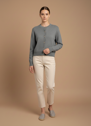 Cardigan girocollo 100% lana vergine