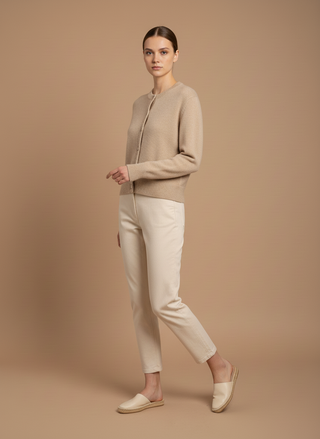 Cardigan girocollo 100% lana vergine
