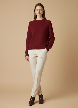 Maglia girocollo spacchi 100% lana vergine