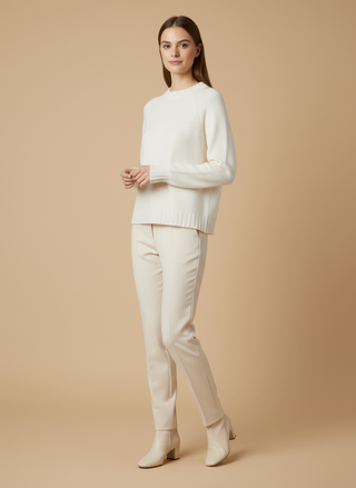 Maglia girocollo spacchi 100% lana vergine