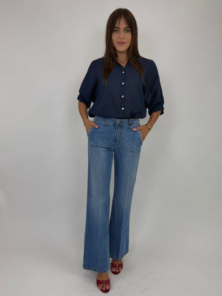 Pantalone denim palazzo tasca america DFE2483