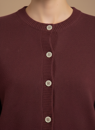 Cardigan girocollo 100% lana vergine