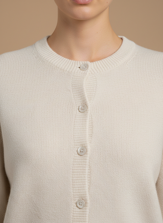 Cardigan girocollo 100% lana vergine
