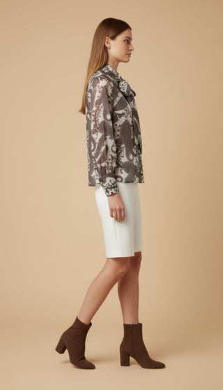 Camicia fantasia fiocco collo