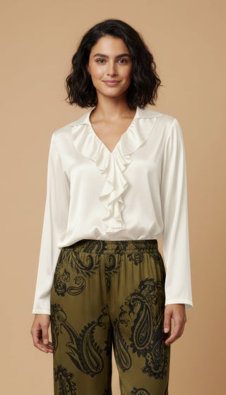 Camicia scollo v rouche