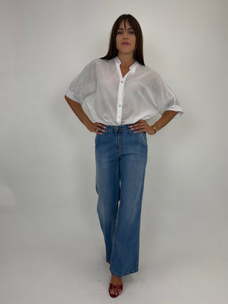 Pantalone denim palazzo tasca america DFE2483
