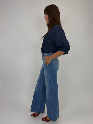 Pantalone denim palazzo tasca america DFE2483