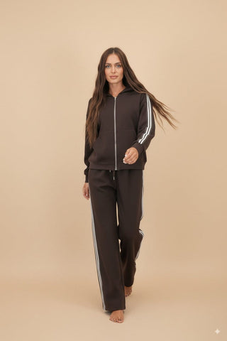 Felpa zip cappuccio banda
