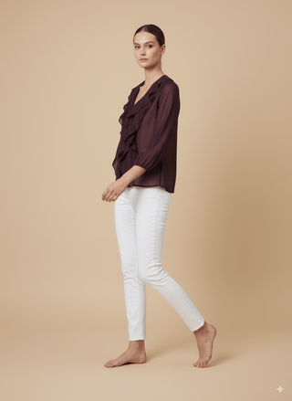 Camicia scollo v rouche