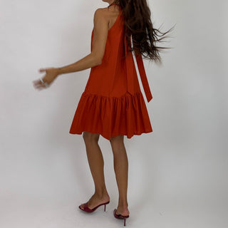 Abito - Abito balze fiocco GFE9437 - Mattone - VEVI