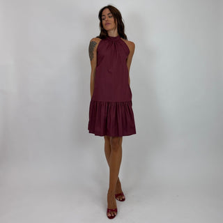 Abito - Abito balze fiocco GFE9437 - Rosso india - VEVI