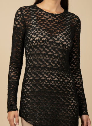 Abito - Abito corto pizzo fondo diagonale - Panna - VEVI