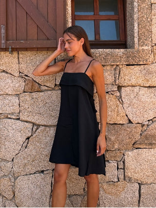 Abito - Abito pieghe dietro CVE315 - Nero - VEVI