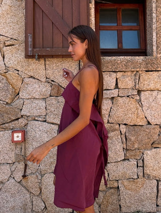 Abito - Abito pieghe dietro CVE315 - Rosso india - VEVI