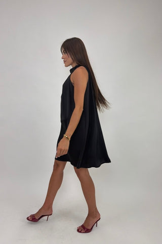 Abito - Abito raso fiocco collo GFE9535 - Nero - VEVI