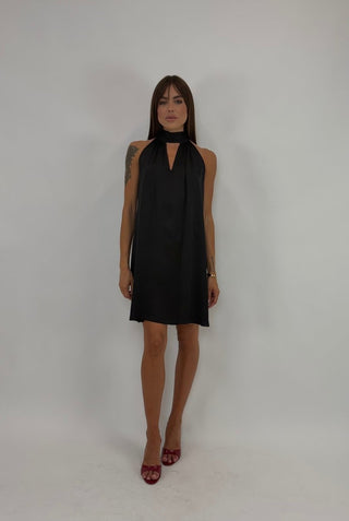 Abito - Abito raso fiocco collo GFE9535 - Nero - VEVI