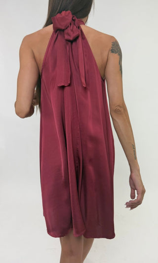 Abito - Abito raso fiocco collo GFE9535 - Rosso india - VEVI