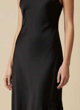 Abito - Abito spalline fondo pizzo diagonale - Moro - VEVI