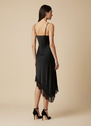 Abito - Abito spalline fondo pizzo diagonale - Moro - VEVI