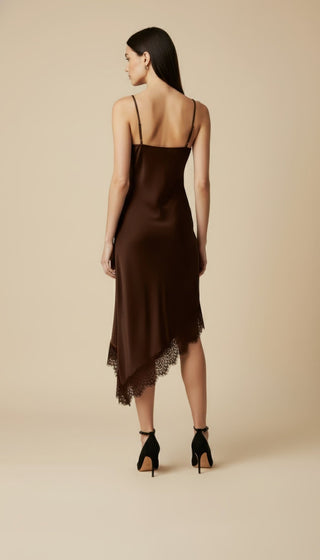 Abito - Abito spalline fondo pizzo diagonale - Moro - VEVI