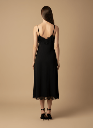 Abito - Abito spalline fondo pizzo - Nero - vevi.it