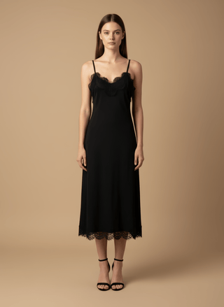 Abito - Abito spalline fondo pizzo - Nero - vevi.it