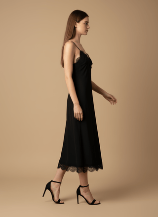 Abito - Abito spalline fondo pizzo - Nero - vevi.it