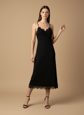 Abito - Abito spalline fondo pizzo - Nero - vevi.it