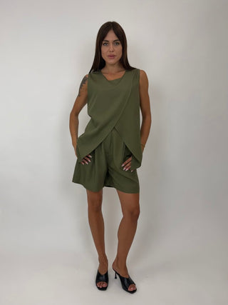 Bermuda - Bermuda pince CVE300-26 - Verde militare - VEVI