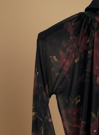 Body - Body tulle maniche arricciate - Nero - vevi.it