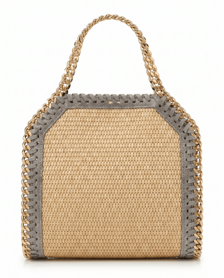  - Borsa grande paglia bordo pelle BFE056 - Verde militare - VEVI