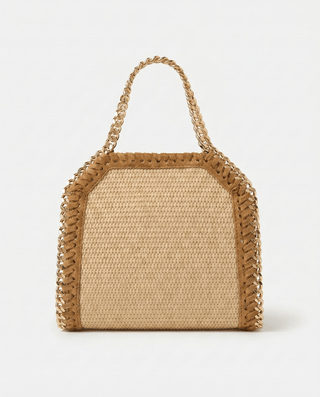  - Borsa grande paglia bordo pelle BFE056 - Verde militare - VEVI