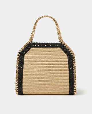 Borsa - Borsa stella paglia e pelle BFE053 - Grigio - VEVI