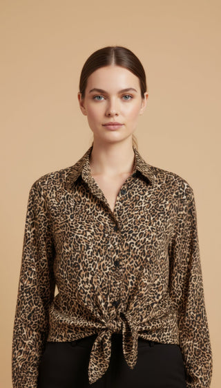 Camicia - Camicia animalier - Cammello/nero - vevi.it
